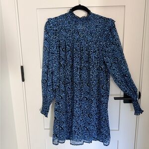 Miami Long Sleeve Dress in Blue and Black Floral